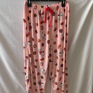 PEANUTS Snoopy Loves Chocolate Velour Lounge Pants in Pink Sz LARGE